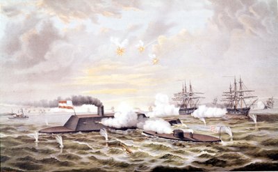 Amerikan İç Savaşı (1861 - 1865): Hampton Roads Deniz Savaşı (Virginia) 08-09 Mart by Unknown artist
