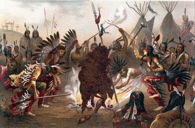 Amerikan Kızılderili Ritüeli (Güney Dakota Ovaları Kızılderilileri): Sioux Savaş Dansı. Ratzel