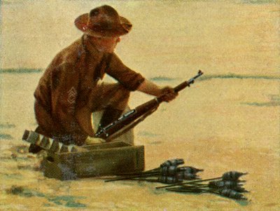 Tüfekli el bombalı Amerikan piyadesi by Unknown artist