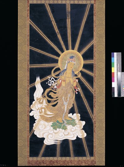 Amitabha (Amida) Gökten İnen Üçlü (konshi (mavi pirinç kağıdı) üzerindeki pigment) by Unknown artist