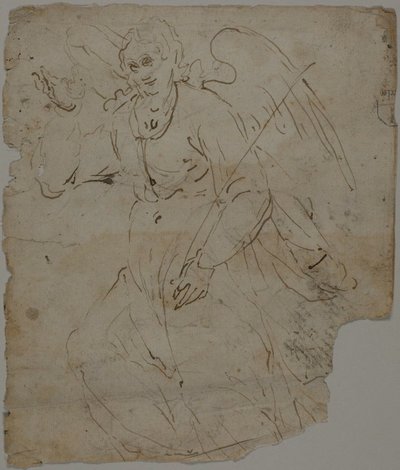 Annunciate Meleği (recto); Oturan Figür Eskizleri ve Annunciate Meleğinin Üst Kısmı ve Sağ Eli (verso) by Unknown artist