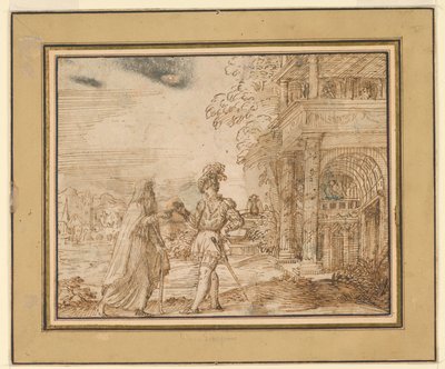 münzevi ve saray mensubu by Unknown artist