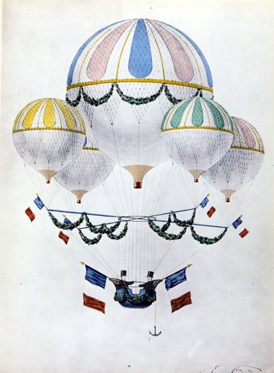 Eugène Godard (1827 - 1890) tarafından balon filosu. by Unknown artist