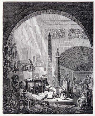 Baron Dominique Vivant-Denon (Vivant denon) ofisinde, sanat eserleri ve Napolyon ile çevrili by Unknown artist