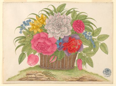 Yeryüzünde Çiçek ve Yaprak Sepeti by Unknown artist