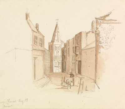 Biggin Caddesi ve Aziz Mary Kilisesi, Dover by Unknown artist