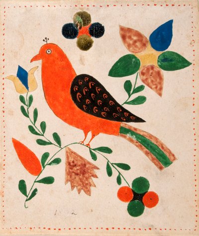 Çiçekli Dalda Sola Bakan Kuş by Unknown artist