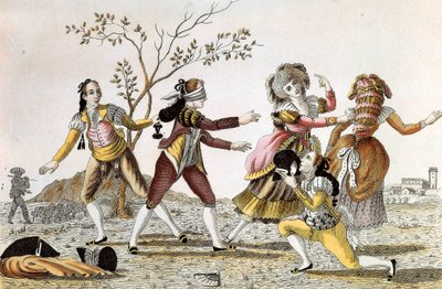 Kör adamın tutkunu: Gözü bağlı bir adam oyun arkadaşlarını bulmaya çalışıyor by Unknown artist