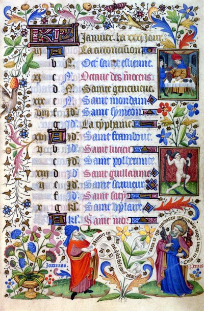 15. yüzyılın saat kitabı. Ocak ayı. Milano, Biblioteca Trivulziana. by Unknown artist