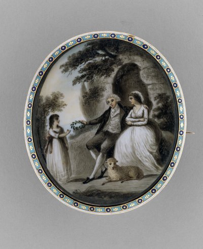 Broş, c.1800 (fildişi, saç, emaye üzerine sepya by Unknown artist