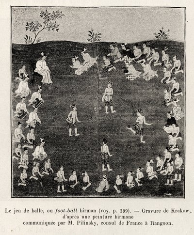 Birmanya futbolu ya da top oyunu. E.Cavaglion tarafından 1886