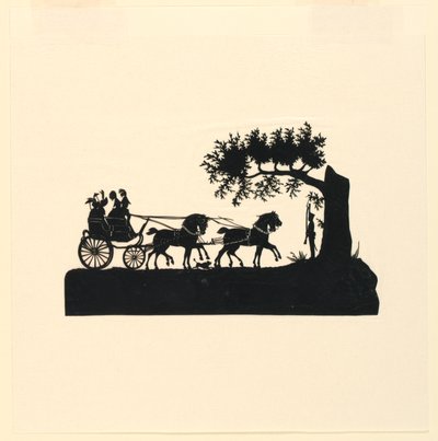 Siluette Araba ve Atlar by Unknown artist