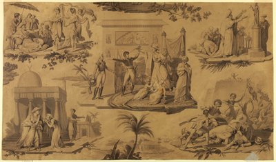 Baskılı Pamuklu Tekstil için Karikatür: Mısır'daki Fransızlar [Les Francais en Egypte] by Unknown artist