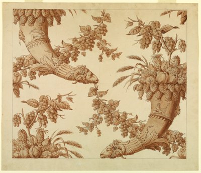 Silk Damask için Karikatür: Koç Başlı Cornucopias by Unknown artist