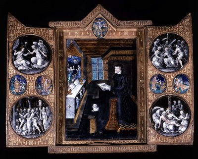 Catherine de Medicis (Caterina de Medici) (1519-1589) duada - üçlü e-posta ve deri by Unknown artist