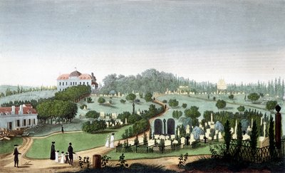 Père Lachaise Mezarlığı, 1820 dolaylarında - Courvoisier tarafından “Paris Manzaraları”nda by Unknown artist