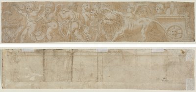 Aslanların Amorini ile Çizdiği Araba (recto) Kısmi Mimari Çalışma (verso) by Unknown artist