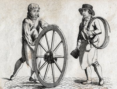 Araba tekerleği ve çırak ile Charron 18. yüzyılın sonlarında Gravür. by Unknown artist