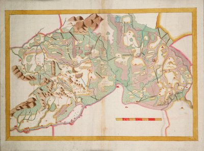 Leix ve Offaly Haritası, İrlanda, c.1590 (kağıt, keten) by Unknown artist