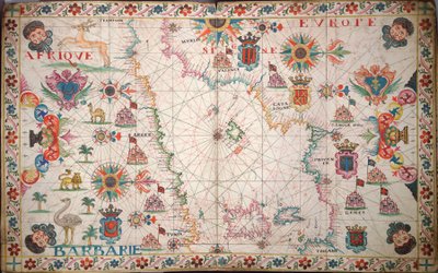Batı Akdeniz haritası, 1600 civarı (el yazması) by Unknown artist