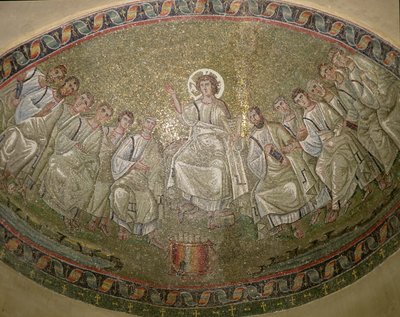 Yasa Koyucu İsa, Havarilerle Birlikte Tahta Çıkmış, San Lorenzo Maggiore, Milano (mozaik) by Unknown artist