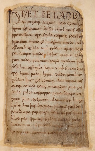 Cotton Vitellius A.XV..132 Beowulf'un başlangıcı by Unknown artist