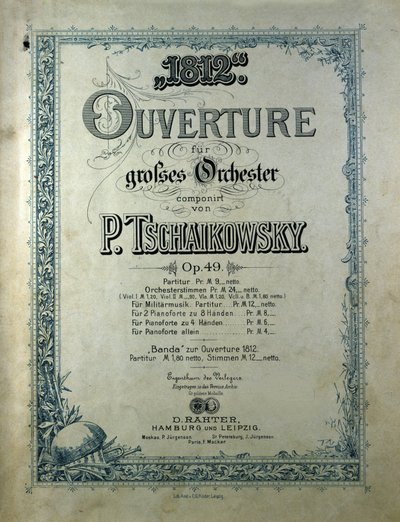 Açılış müziğinin kapağı Piotr veya Peter Ilyich Tchaikovsky (veya Tchaikovsky veya Cajkovskij veya Tschaikowsky) tarafından “” 1812 yılı”” opus 49 by Unknown artist
