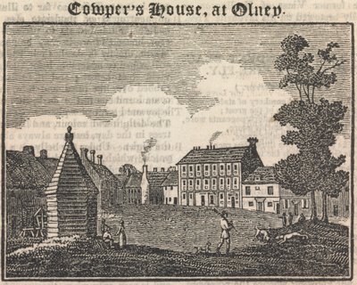 Olney'deki Cowper's House (metinle birlikte)(Aynadan)[benzer bir gravür "The Tourist; edebiyat ve kölelik karşıtı bir dergi"de yer almaktadır, 28 Ocak 1833, sayfa 189]; sayfa 76 (Birinci Cilt) by Unknown artist