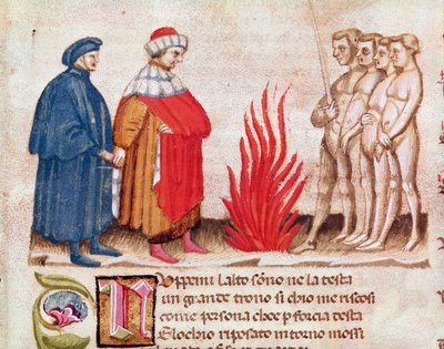 Dante ve Virgil lanetlenmiş ruhlarla çevrili (İlahi Komedya