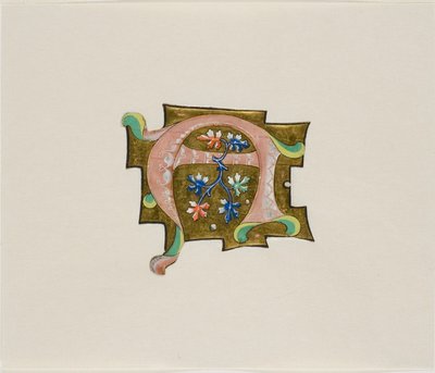 Koro Kitabından Altı Yapraklı ve İki Toplu Pembe Dekorlu "A" Harfi by Unknown artist