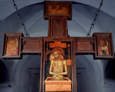 Deploration (Deposition) Haç sırtına isimsiz ahşap boyama. 15. yüzyıl Varazze, Cappella del Castello Invrea İtalya by Unknown artist