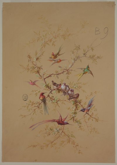 Duvar Kağıdı ve Tekstil Tasarımı: Çiçekler ve Kuşlar by Unknown artist