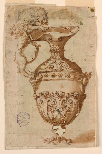 Aslan Şeklinde Kulplu Bir İbriğin Tasarımı by Unknown artist
