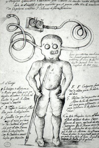 Takım elbise giymiş bir adamı tasvir eden çizim. Peru by Unknown artist