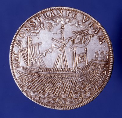 Ducat de Vincenzo Gonzaga (Vincent Gonzague) (1562 - 1612), Mantua Dükü bir kadırgayı temsil ediyor. by Unknown artist