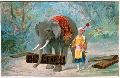Elephant ve Cornac, "" Suchard"ın reklamı, v. 1895 by Unknown artist