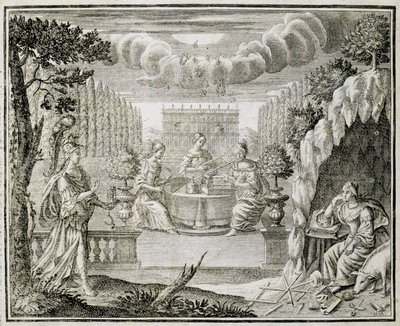 Tezgahta çalışan kadınları temsil eden gravür. 18. yüzyılın başlarında. by Unknown artist