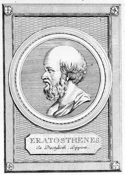 Eratosthenes (MÖ 275 - MÖ 195) matematikçi, astronom, coğrafyacı ve şair. Sonradan bir portre: “Antik Yunanlılar ve Romalılar Galerisi”, cilt. II. Poschiavo 1784. by Unknown artist