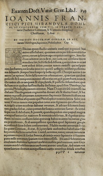 Examination vanitatis doctrinae gentium et veritatis christianae disciplinae by Pico della Mirandola (print) by Unknown artist