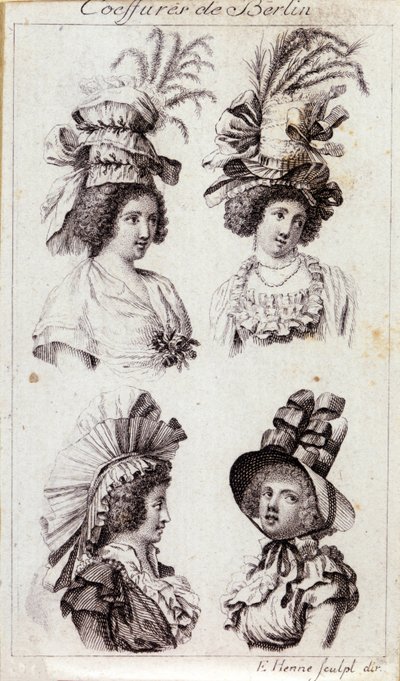 18. yüzyıl modası: Berlinli kadınların şapkaları. 1793