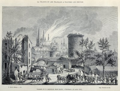 Katedralin Ateşi St André, Bordeaux, 25 Ağustos by Unknown artist