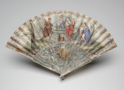 Kuyuda Rebecca ve Eliezer ile katlanır yelpaze, c.1740