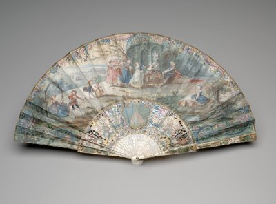 Pastoral sahneli katlanır yelpaze, c.1740