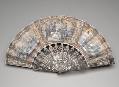 "Grisaille" sahneli katlanır yelpaze, yaklaşık 1780