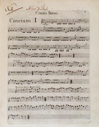 GB Sammartini ve JA Hasse tarafından 8 bölümden oluşan altı konçertonun müzik notalarının ön yüzü by Unknown artist