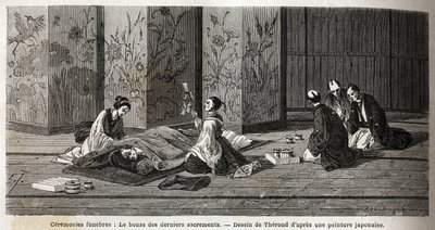 Cenaze törenleri: son ayinlerin keşişi. Edouar başkanlığında yayınlanan “Le tour du monde, nouveau dergi des voyages” da İsviçre Konfederasyonu bakanı Aime Humbert tarafından 1863-1864