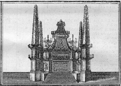 18. yüzyılda bir papanın cenazesi: geç papanın katafalkı. “Histoire des Religions” da gravür. by Unknown artist