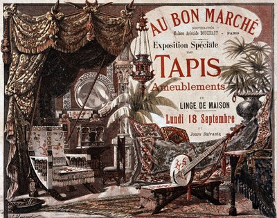 Mobilya ve mobilya halıları - 19. yüzyılın sonlarında “Le bon Marche” mağazasının reklamı. by Unknown artist