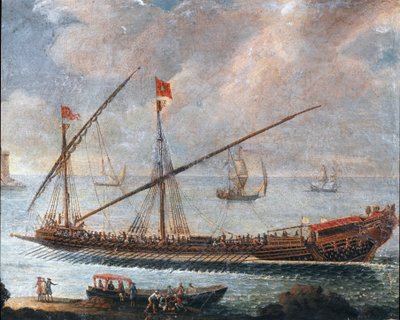 Cenova limanından ayrılan kadırga (resim by Unknown artist