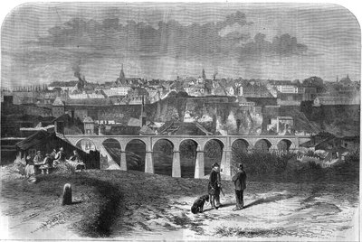 Lüksemburg şehrinin genel görünümü. “İlginç Evren” de Gravür by Unknown artist